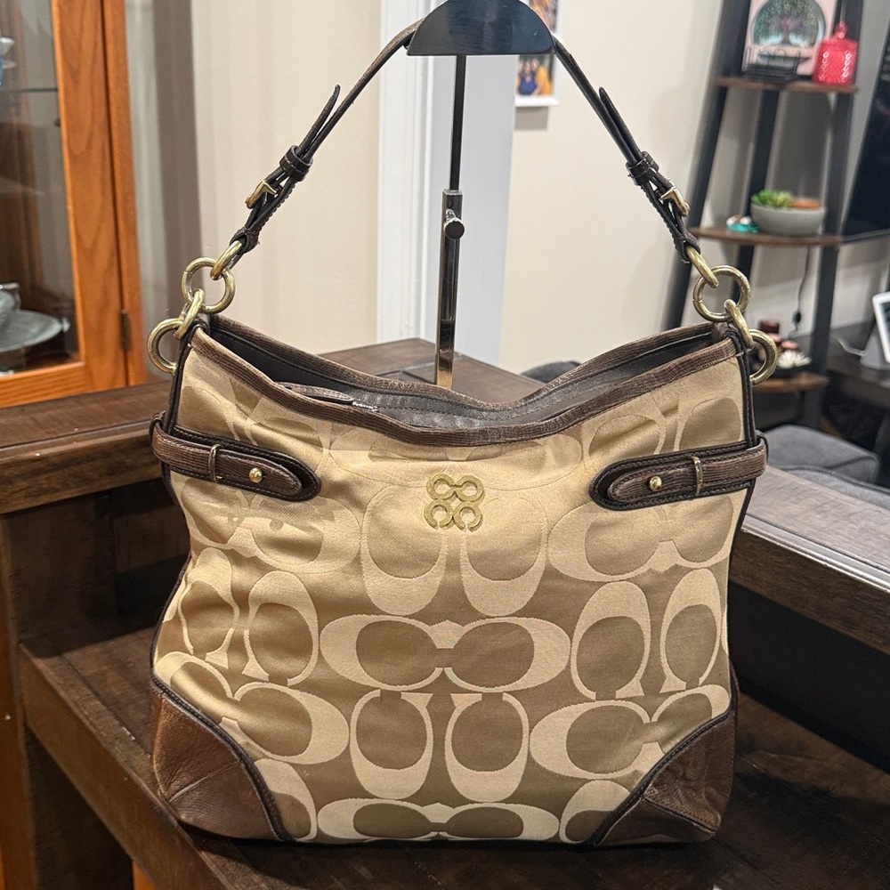 COACH (2010) Colette Signature Jacquard & Sateen Monogram Hobo Bag (#16408)